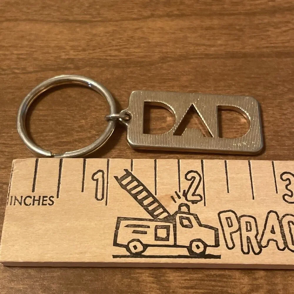 Vintage Avon Goldtone Cutout DAD Keychain Key Ring Chain Fob Hangtag